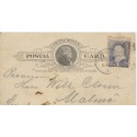 1889 New York to Sweden 1c Franklin on 1c Postal card Malmo back cancel