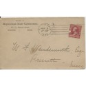 1892 Republican State Committee Boston MA corner card American Machine to Prescott MA now cabin Reservoir stamp torn