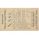 Howard White Improved Patent Lead Fillet 1893 Advertising Postal card Philadelphia PA