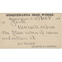 Midletown PA Fancy Geometric cancel on UX5 postal card Susquehanna Iron Works 1881