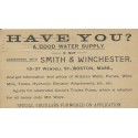 Smith & Winchester Boston MA Wells, Pumps, Wind Mills advertising postal card