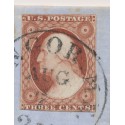 1852 3¢ dull red type II #11A Bangor Maine 3 Paid CDS on Folded Letter