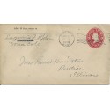 #U406 Die 2 Postal envelope 2c Washington Salina Kansas 1908 cancel