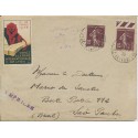 1934 Venez A La Fiore International De Lyon Label French postal History to Sao Paulo