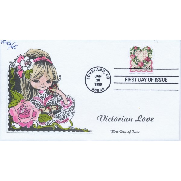  #3274 33c Love Hand Painted NF Neal Faircloth cachet First Day cover only 45 made 