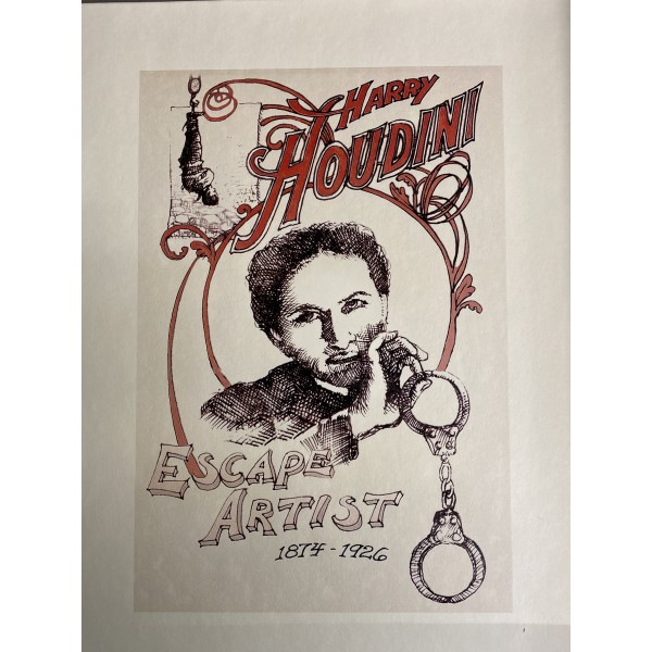Harry Houdini Magician Prints by Artist Barry Simon 13.5X11 unsigned Escape Artist