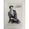 Harry Houdini Magician Print signed & Remarqued Key by Artist Barry Simon 13.5X11