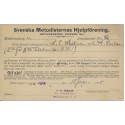 Svenska Metodisternas Hjelpforening Chicago Il Swedish card for Assessment 1895
