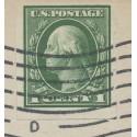 #408 1c Green Washington Schermack 1915 New York Hudson Term Sta Private Perforations on card