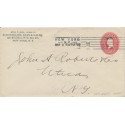 BARRY MACHINE CANCEL NEW YORK 1899 Schoverling, Daly & Gales corner postal envelope Utica recd