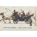 Arrived Safely will write soon Horse & Buggy Postcard 1920 Milford Connecticut 