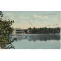 View of Canobie Lake Postcard 1911 Lawrence Massachusetts Flag cancel on Postcard Unknown Highland ave