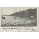 Near the Flume Canobie Lake Park New Hampshire Postcard 1905 Boston MA Flag cancel & Asbury Grove recd crease top right