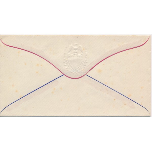 Civil War Patriotic cover Embossed Eagle & shield red & Blue edge envelope mounting stains on front a little more detail than