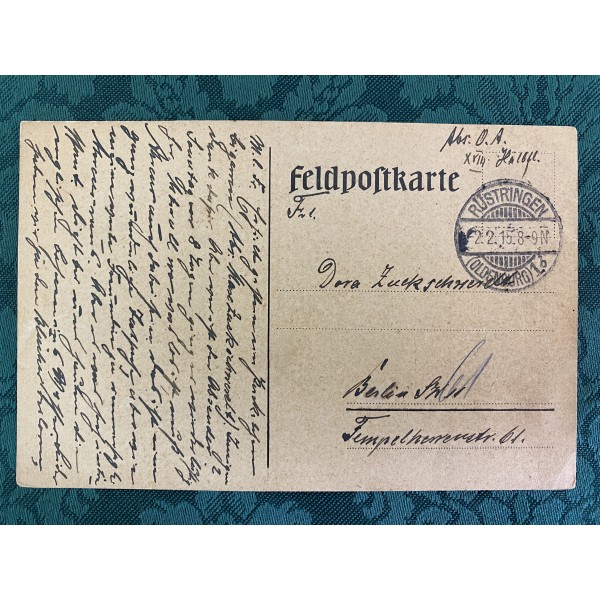 German Military Mail World War I postcard 