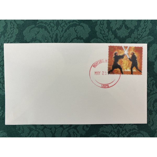 #4143D Anakin Skywalker & Obi-Wan Kenobi Star Wars 30th uncacheted First Day cover Boxford Massachusetts unofficial cancel only 5 made with this cancel Rare 5/25/2007