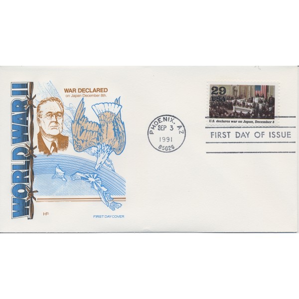 #2559 A-J World War II 1991 set of 10 House of Farnam cachet First Day cover