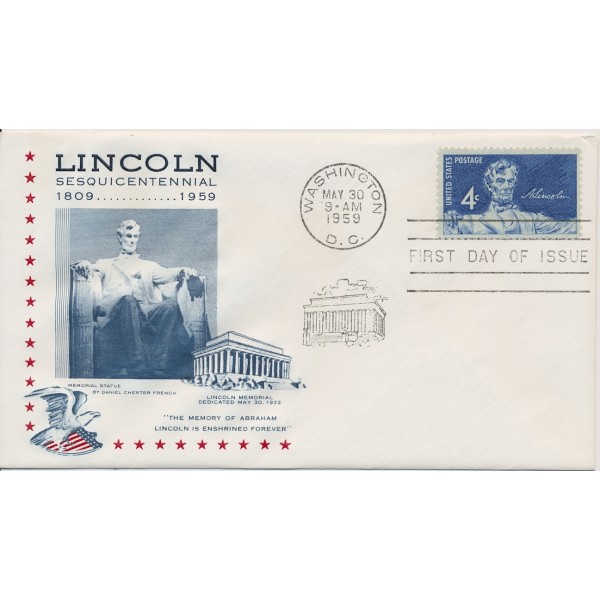#1116 Abraham Lincoln 1st Lincoln SOciety of Philately cachet First Day cover
