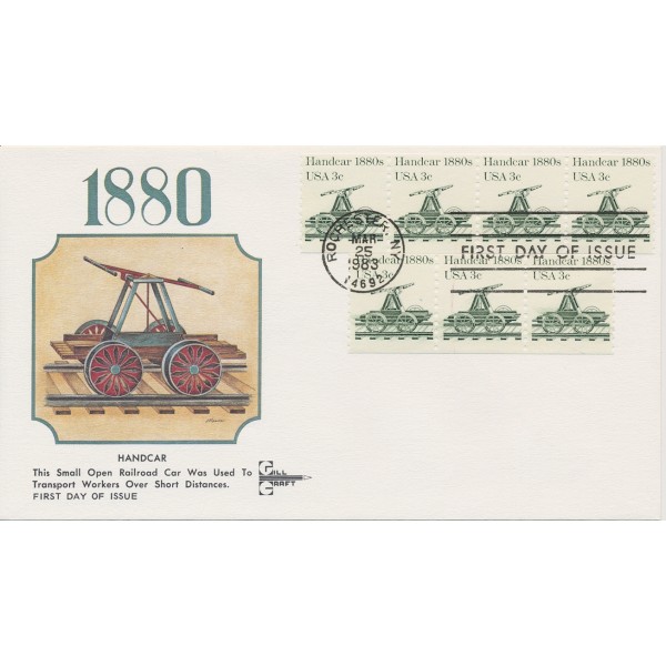 #1898 Handcar 1880's Gill Craft cachet First Day cover