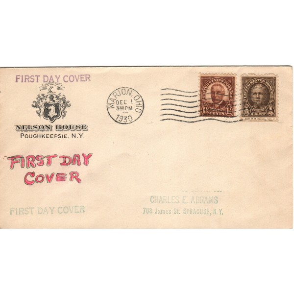 #684 combo Warren G. Harding 1 1/2c Nelson House Poughkeepsie NY corner Hand Drawn FDC First Day cover