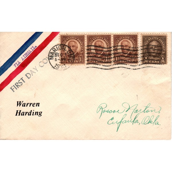 #684 combo strip of 3 Warren G. Harding 1 1/2c Unknown First Day cover Airmail envelope
