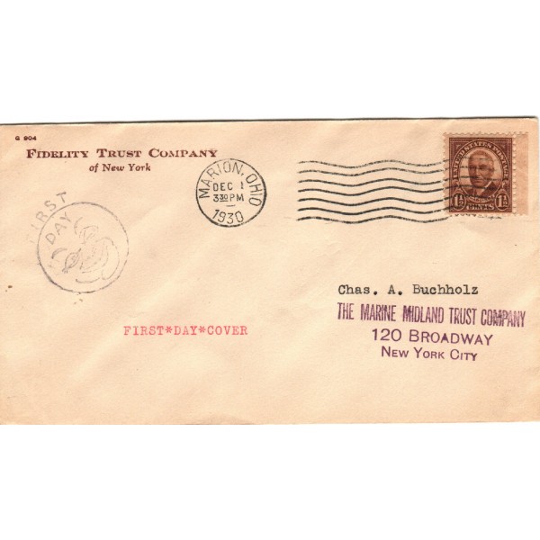 #684 Warren G. Harding 1 1/2c Rubber Stamp Fidelity Trust corner cachet First Day cover