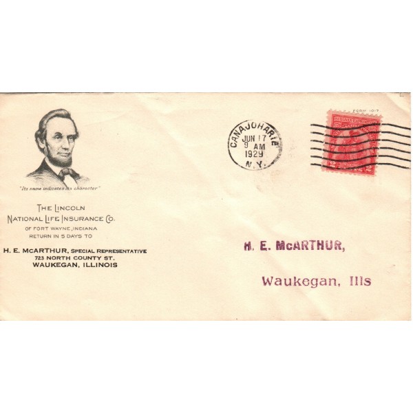 #657 General Sullivan Expedition The Lincoln Life Ins CO corner First Day cover Canajoharie NY