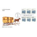 #2464 PNC#2&3 2 strips of 3 Lunch Wagon Hand Painted Rowe cachet First Day cover only 90 made