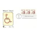 #2256 PNC#1 Strip of 3 Wheel Chair 1920's Hand Painted Rowe cachet First Day cover only 55 made