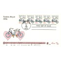 #2266 PNC#1 strip of 5 Tandem Bicycle 1890's Hand Painted Rowe cachet First Day cover only 80 made