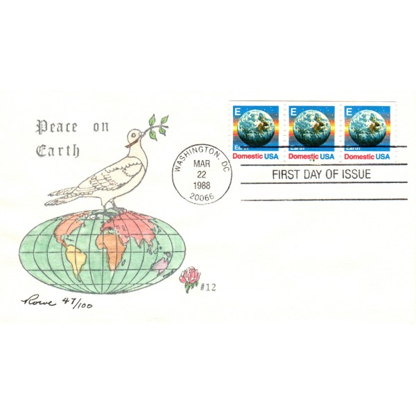 #2279 PNC #1222 E Earth Domestic rate Hand Painted Rowe cachet First Day cover only 100 made