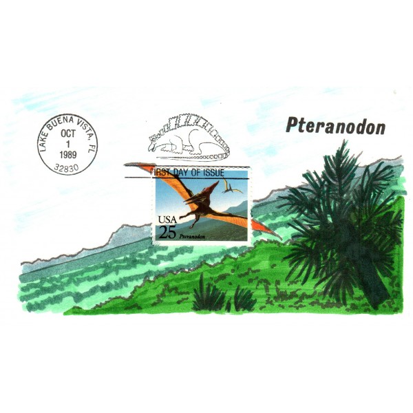 #2423 Pteranodon Dinosaur Hand Colored John cachet First Day cover only 80 made