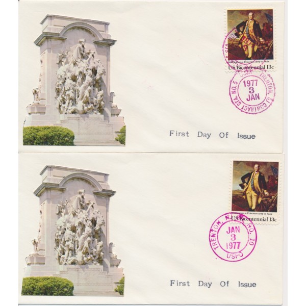 #1704 Goerge Washington at Princeton lot of 8 Glue on cachet First Day covers all with unofficial cancels