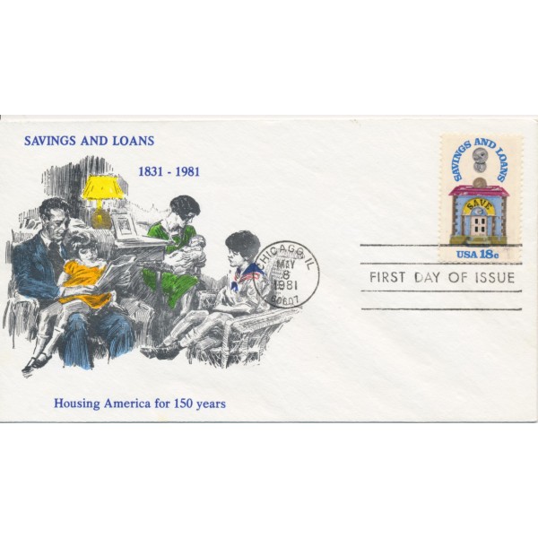 #1911 Savings & Loans Hand Colored KMC Ventures cachet First Day cover