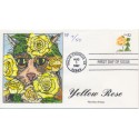#3054 32c Yellow Rose  Hand Painted NF cachet First Day cover 50 made Cat design