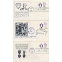 #U603 20c Purple Heart lot of 19 Quinn cachet FDC's many unofficial cancels