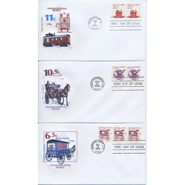 #1897-1908 set of 14 1st Transportation series House of Farnam cachet First Day covers