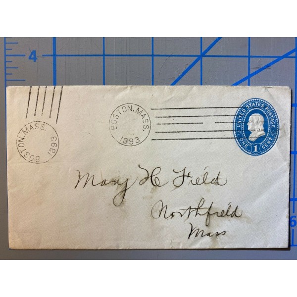 1c Franklin Postal envelope with two Boston Massachusetts Machine cancels no mon