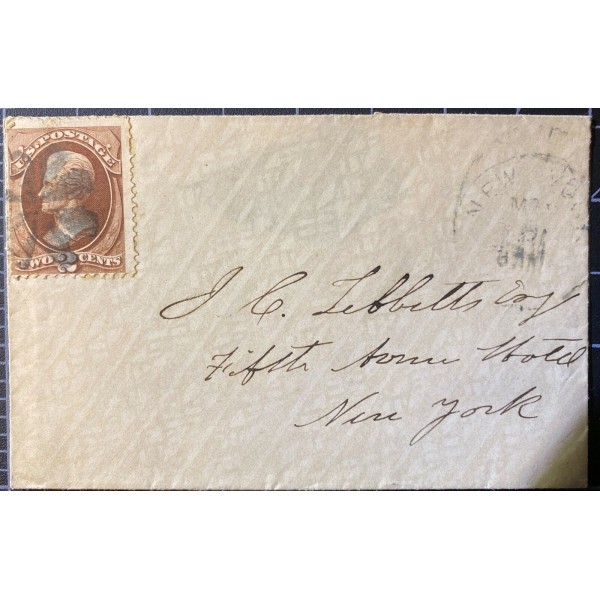 2c Andrew Jackson Brown Shade on mini cover New York Fancy cancel