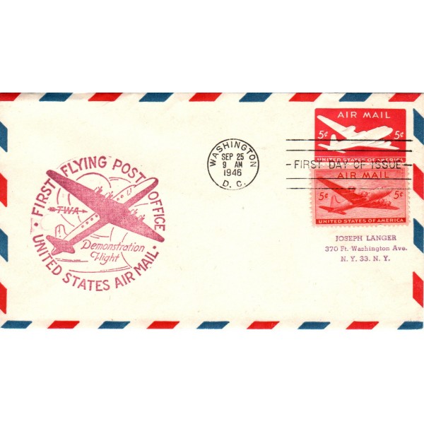#UC14 5c Plane Airmail combo RSC cachet First Day cover 5c Airmail