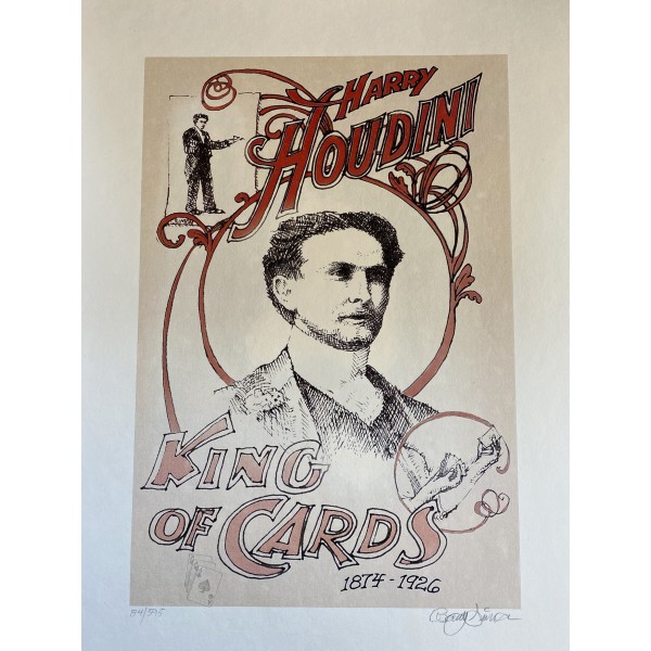 Harry Houdini Magician King of Cards 1874-1926 by Barry Simon signed numbered Remarqued  11X13.75 great for framing unsigned