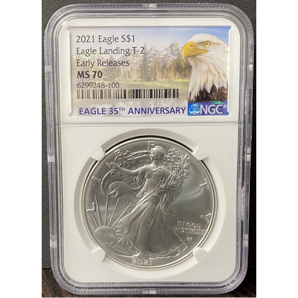 2021 American Eagle $1 Type 2 early release MS70 35th Anniversary NGC grade