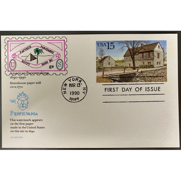 #UX145 Rittenhouse Paper Mill Rainbow cachet First Day postal card