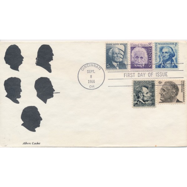#1304 5c George Washington combo Albers cachet First Day cover