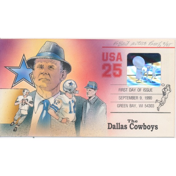 #U618 Football Hologram Hand Painted Bevil cachet First Day cover Artist Proof 25 made