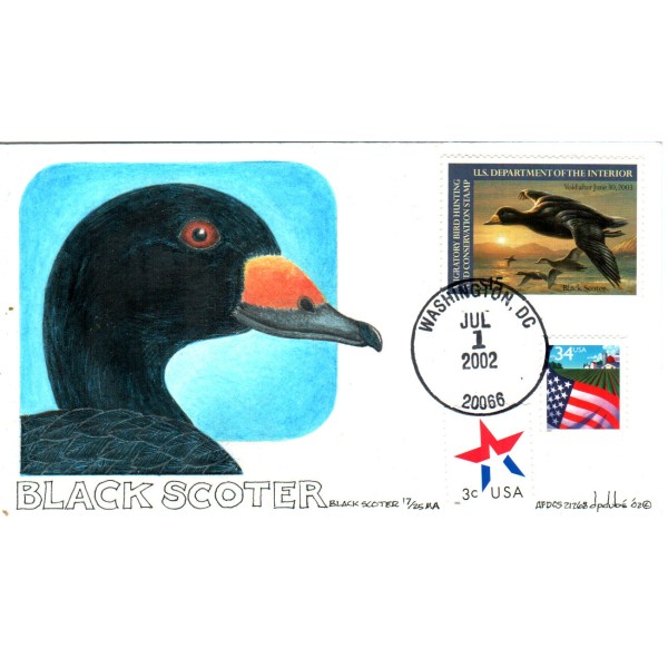 #RW69 2002 Federal Duck cover Hand Drawn & Painted David Dube cachet First Day cover