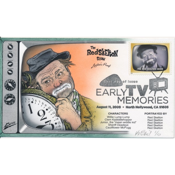 #4414 Early TV Red Skelton Show Hand Painted Bevil cachet Artist Proof 10 made