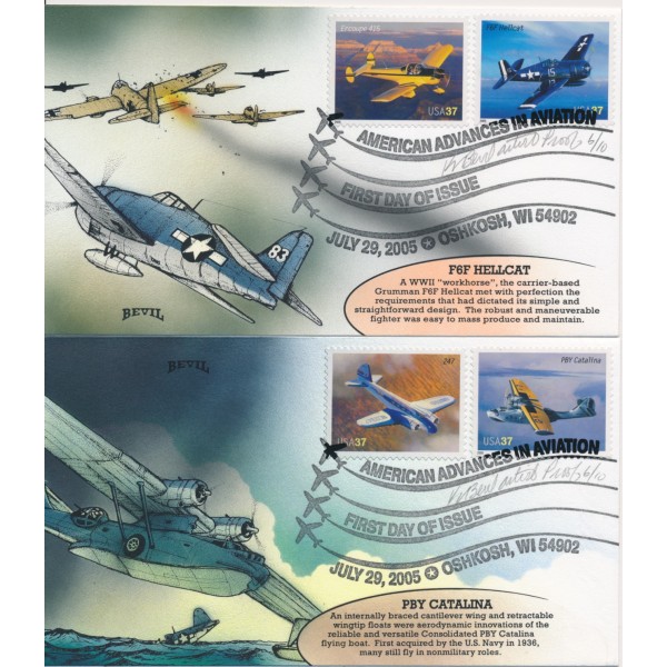 #3916-25 Advances in Aviation Set Painted Bevil cachet Artist Proof 10 made