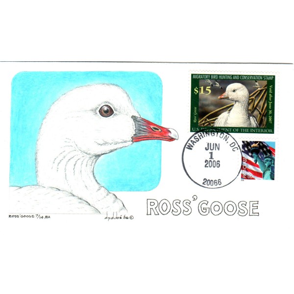 #RW73 2006 Federal Duck cover Hand Drawn & Painted David Dube cachet First Day cover