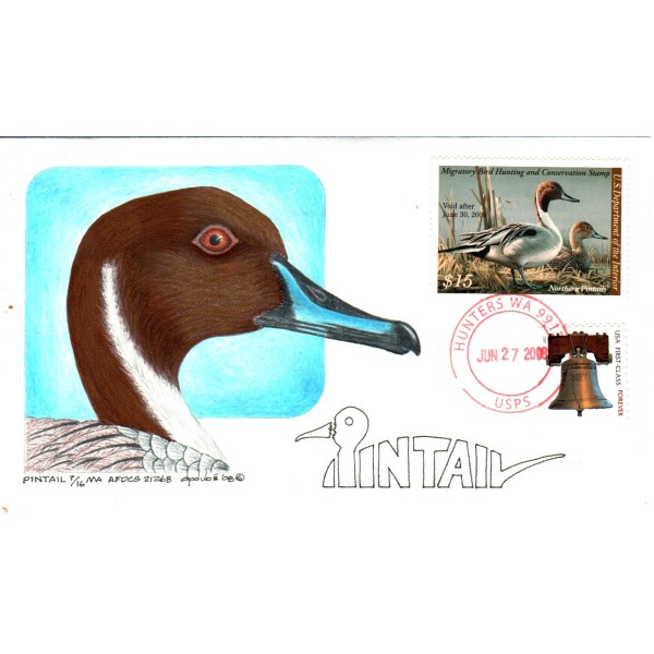 #RW75 2008 Federal Duck cover Hand Drawn & Painted David Dube cachet First Day cover